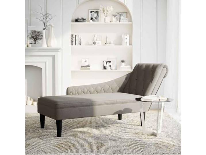 NLQMSU Langer Sessel, Taupe, Stoff, mit Kissen und Armlehne, rechts Hochelastischer Schaumstoff, Polsterung mit Knöpfen, Lendenkissen, Wohnzimmer, Schlafzimmer, Büro