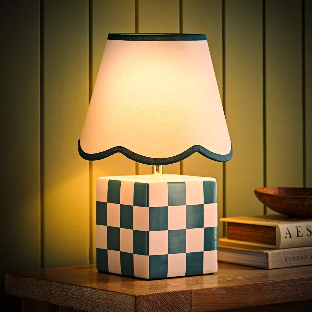 Heritage Hues Evie Ceramic Table Lamp White;Green 30cm H X 25.5cm W X 23cm D