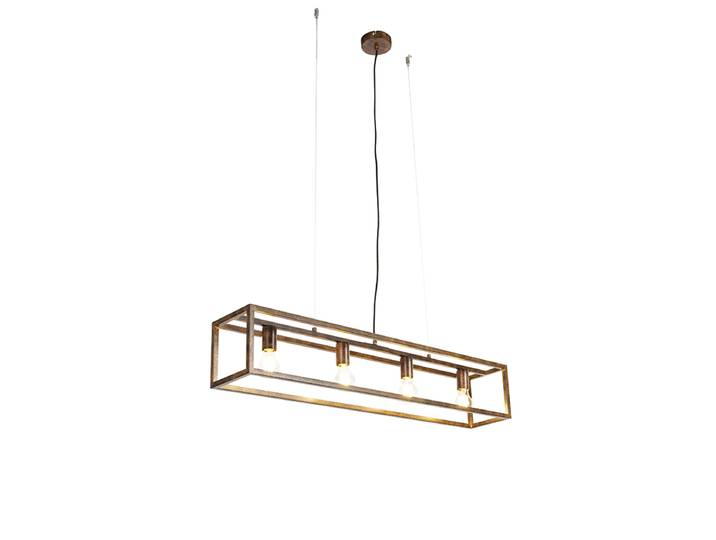 Suspension industrielle rouille 4 lumières - Cage