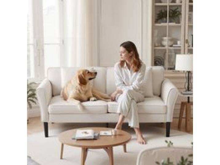 VEVOR Loveseat-Sofa Couch mit zwei Sitzen (176 cm), modernes kleines Cord-Sofa mit gewundener Federung & weichen Kissen & stabilem Rahmen für Schlafzimmer, Büro oder Wohnung, Cremeweiß