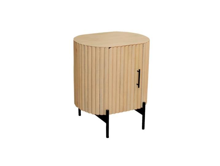 Livetastic Nachtschrank, Natur, Schwarz, Holz, Metall, Mangoholz, massiv, 50x60x40 cm, Schlafzimmer, Nachttische