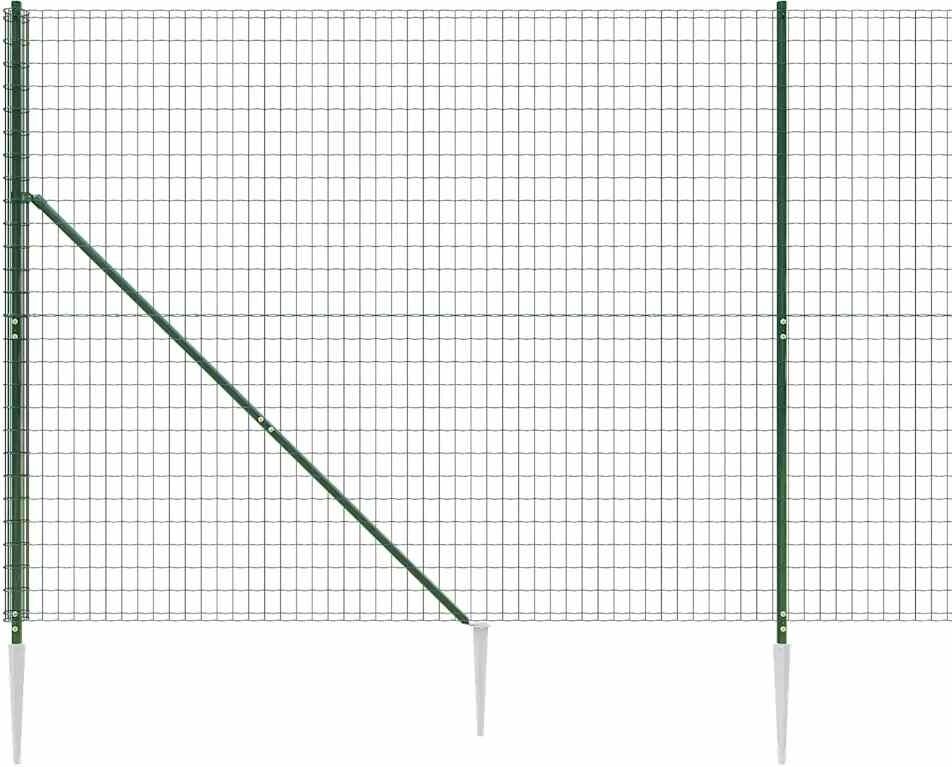 vidaXL Clôture en treillis métallique et piquet d'ancrage vert 2x10m