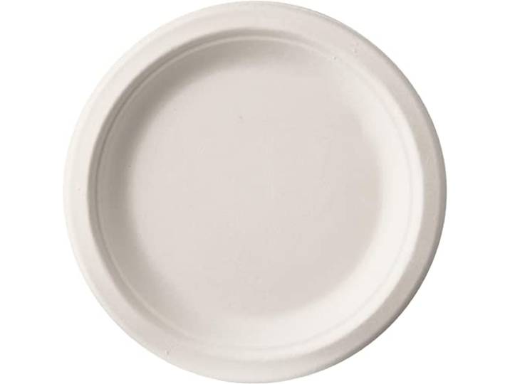 PAPSTAR 500 Teller, Zuckerrohr Pure ungeteilt Ø 23cm 2cm Weiss