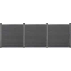 Gartenzaun Getafe WPC mit Pfosten 183x531 cm Grau neu.holz