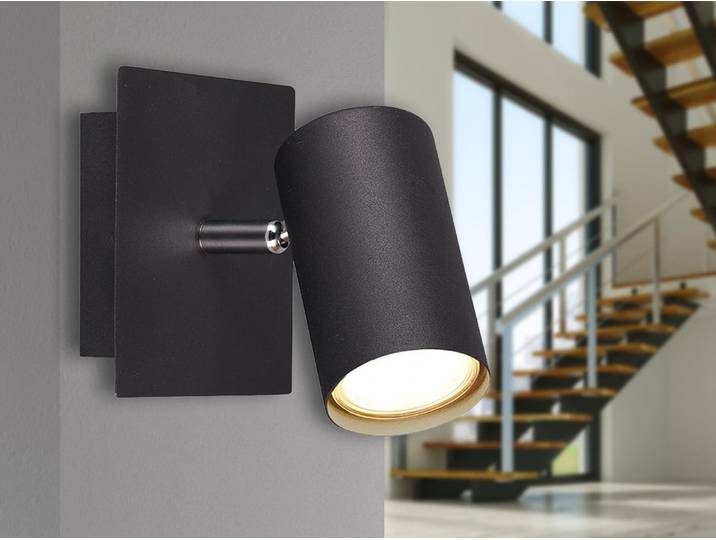 Trio Leuchten Wandspot Marley 802400132, Metall Schwarz matt, Wandspot 1-flammig