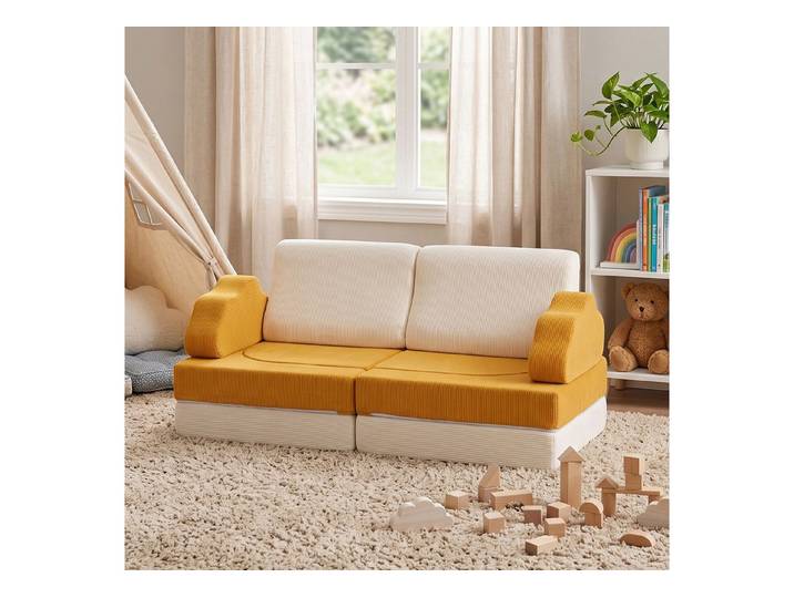 Jiexi Kindersofa Kindersofa Modular Spielsofa aus Cord Stoff Schaumstoff Couch