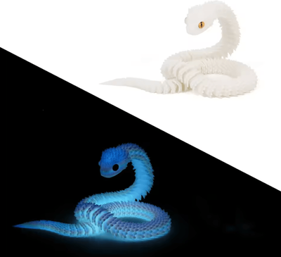 Inspire Curations Glow in the Dark Articulated Snake Figurine Articulated Snake Toy 3D Printed Snake For Home & Office Decor b glow 30cm