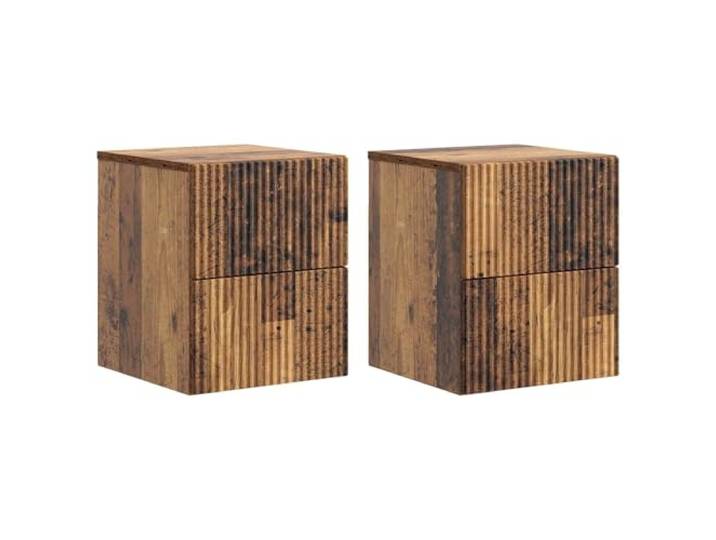 Fisinber Wandnachttisch 2er Set Altholz-Optik Holzwerkstoff 33x34,5x40 cm Praktische Hängeschränke fürs Schlafzimmer mit viel Stauraum, robuster Altholz-Optik und platzsparender Wandmontage.