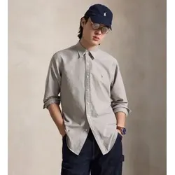 Polo Ralph Lauren für Herren. 710805562503 Das kultige taupefarbene Oxford-Hemd (M), Lässig, Baumwolle, Langarm