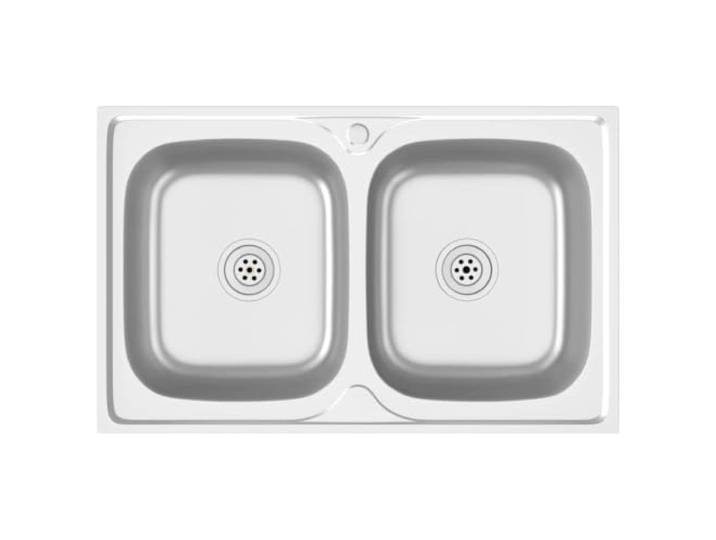 Küchenspüle, Doppelwaschbecken, 800 x 500 x 155 mm, Edelstahl, silberfarben Seitliches Abtropfgestell, wendbar, 2 Löcher für Wasserhahn, Edelstahl, hitzebeständig, Schrankauflage, Doppelwaschbecken