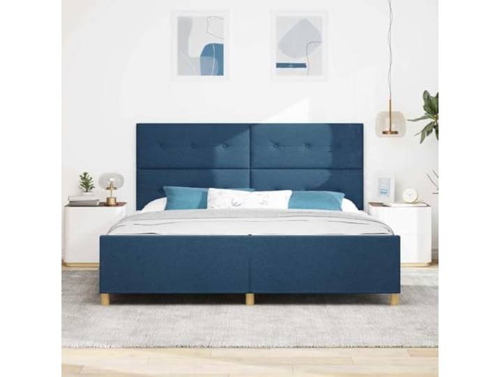 KTHLBRH Plattformbett blau 200 x 200 cm Stoff Einfaches Design, robuste Konstruktion, ohne Laufgitter, für Schlafzimmer