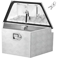 VEVOR Deichselbox Truckbox 1660 x 330 x 305 mm aus Aluminium, 50 kg Belastbare Werkzeugaufbewahrungsbox mit Schloss & Schlüsseln, Anhängerbox für Pickup-Ladeflächen RV SUVs Geländewagen, Silber