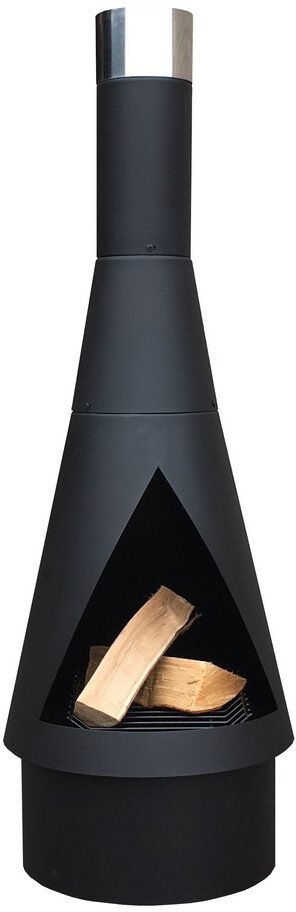 Dakota Fields Ajrie Tapered Steel Wood Burning Chimnea Black 125cm H X 44cm W X 44cm D
