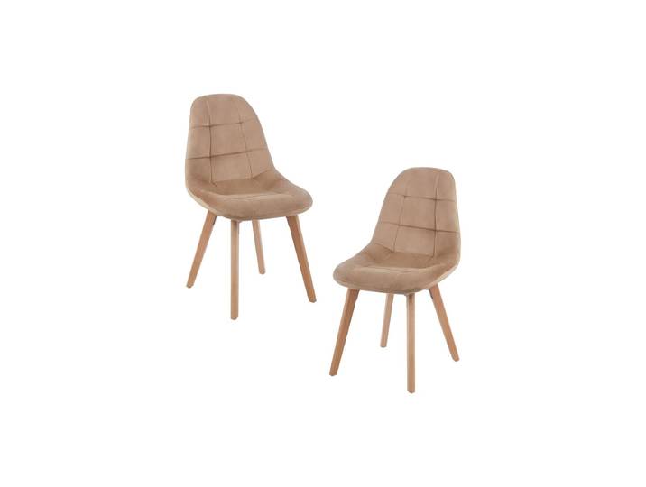 2er Set Kelen Samt Stühle - Champagne