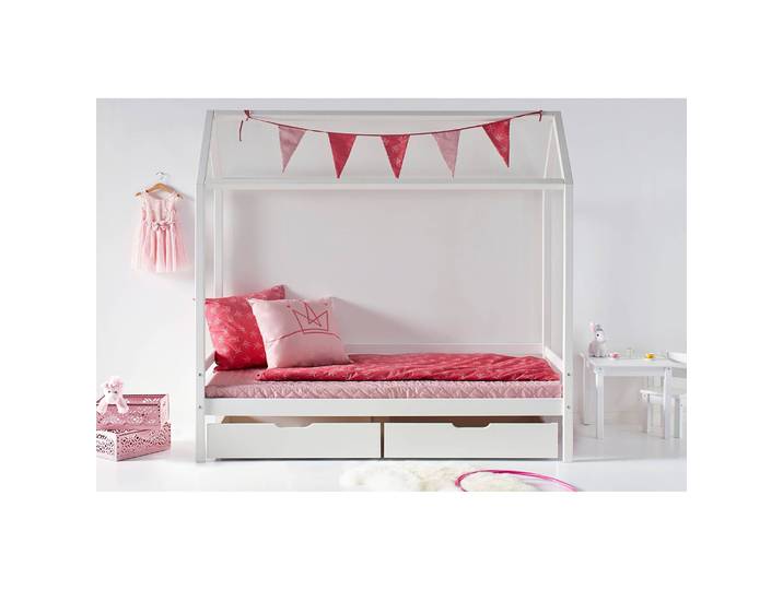 Hausbett I 90 x 200cm Weiß/Weiß ohne Ausstattung