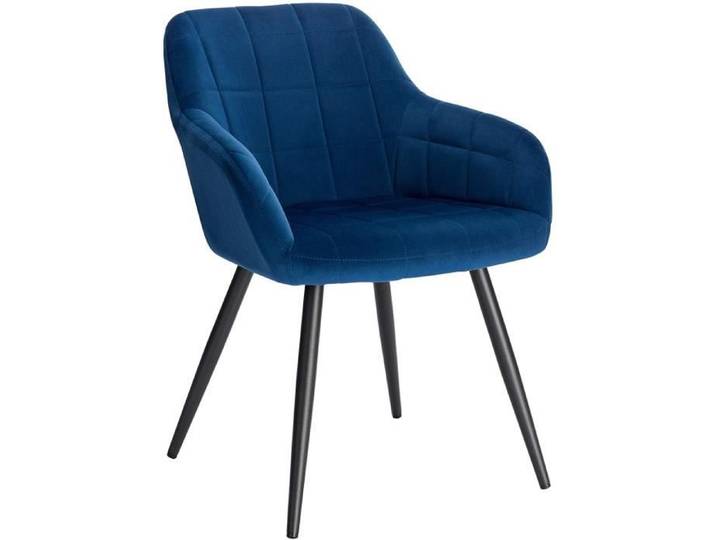 WOLTU Chaise de salle à manger Chaise de cuisine Chaise de salon en Velours Pieds en métal Bleu