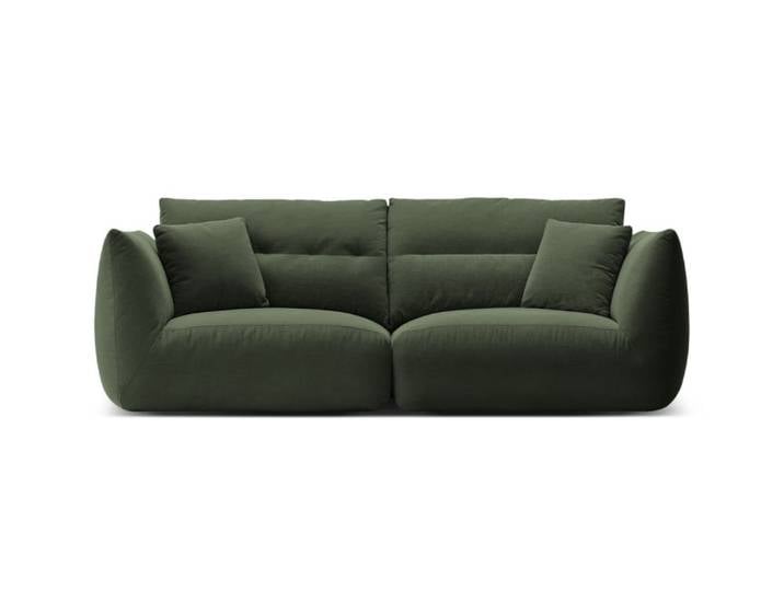 Canapé modulable 3 places en chenille vert mousse