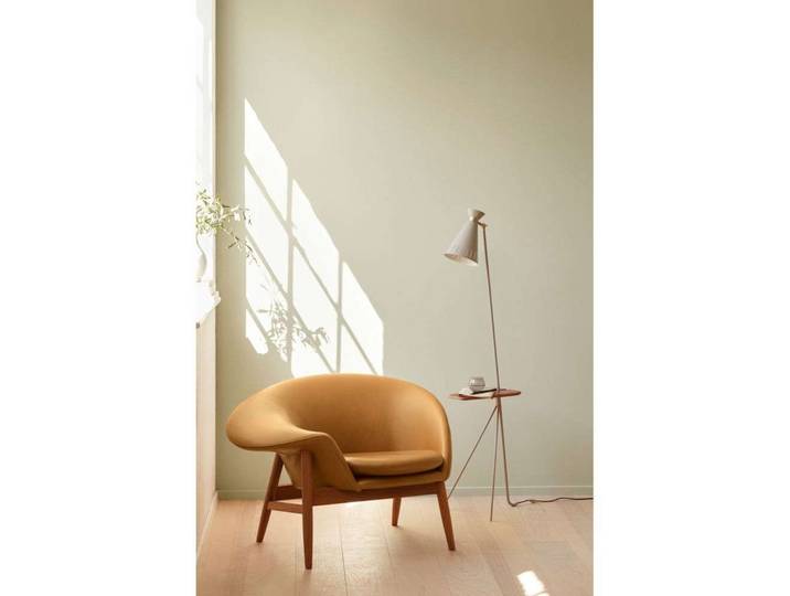 Lampadaire Cone avec table, cachemire/teck, 144 cm - Warm Nordic - Salon / séjour - Vintage / rétro - Métal - Avec abat-jour