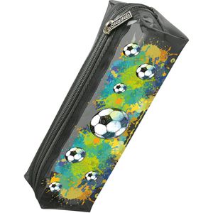 Online Federmäppchen Soccer, Schlamperetui, aus Stoff, schwarz