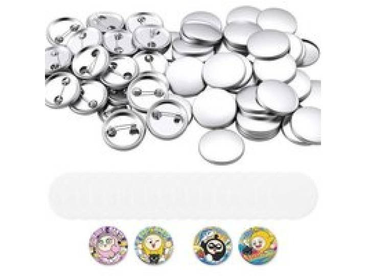 VEVOR Buttonrohlinge 200-tlg. 25mm für Buttonmaschine mit Sicherheitsnadel, Transparente Mylar-Folie & Runde Blanko-Papiere für DIY-Projekte zu Hause Schulveranstaltungen & Individuelle Studios