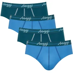 Sloggi Herren Slips 4er Pack - Start midi C4P box, Baumwolle Blau / 2XL