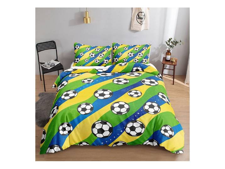 LuxusKollektion Kinderbettwäsche Fußball Bettwäsche Set 135x200cm Jungen Mädchen