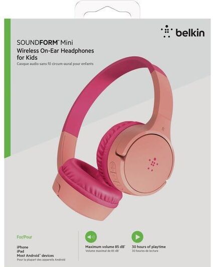Belkin SoundForm Mini Kids Wired On-Ear Headphones - Pink