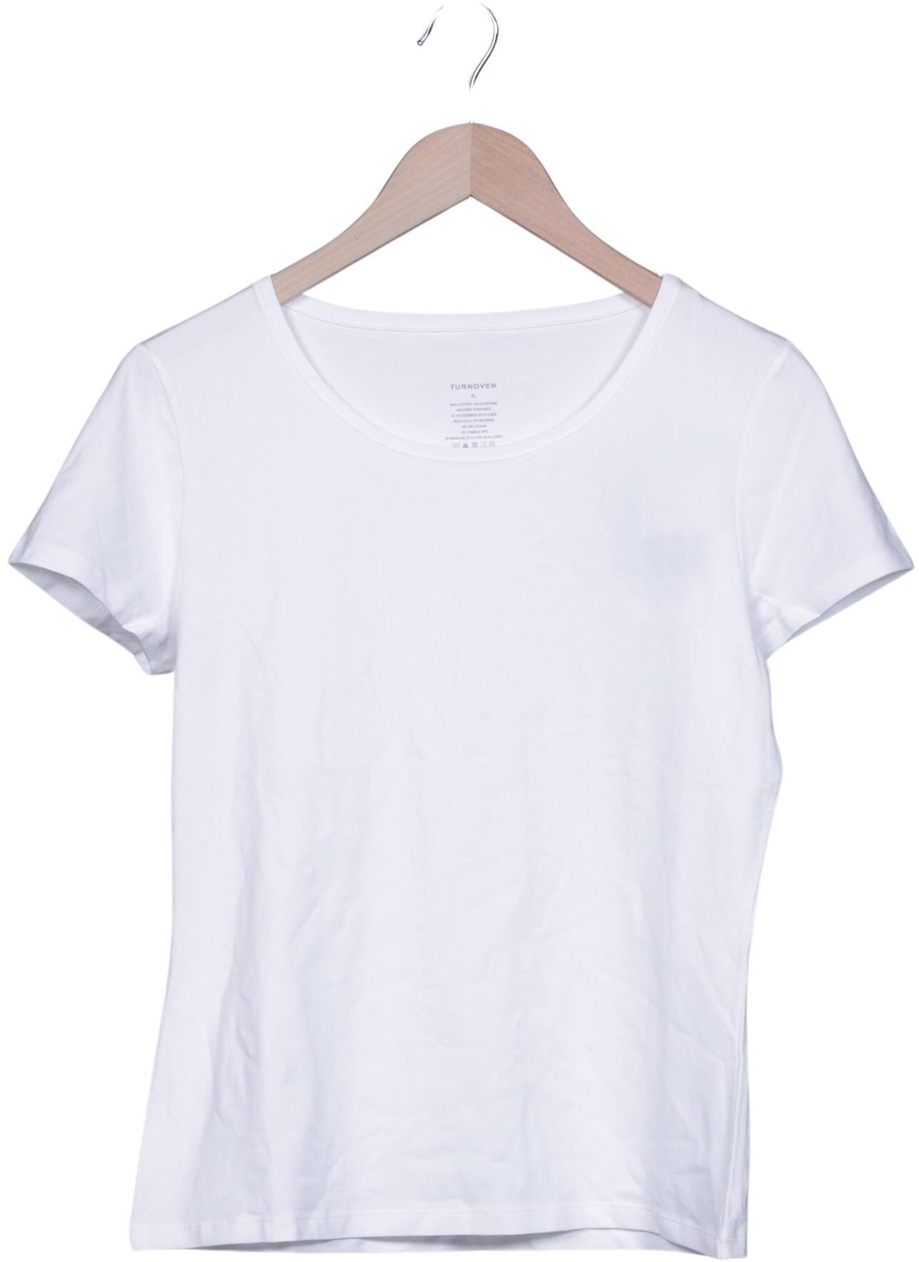 Turnover Damen T-Shirt, Weiß, Gr. XL, Baumwolle / Elasthan - Second Hand