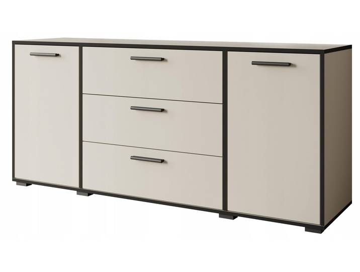 Commode moderne de 150 cm pour salon\, avec 3 tiroirs et 2 placards\, finition cachemire