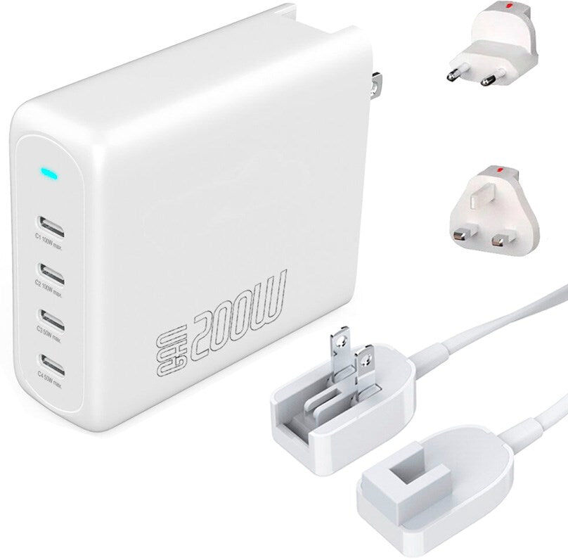 4smarts - GaN Flex Pro Rejseoplader 200W - 4x USB-C - Hvid