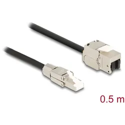 Delock Kabel RJ45 Stecker feldkonfektionierbar zu Keystone Modul RJ45 Buchse Cat.6A 50 cm