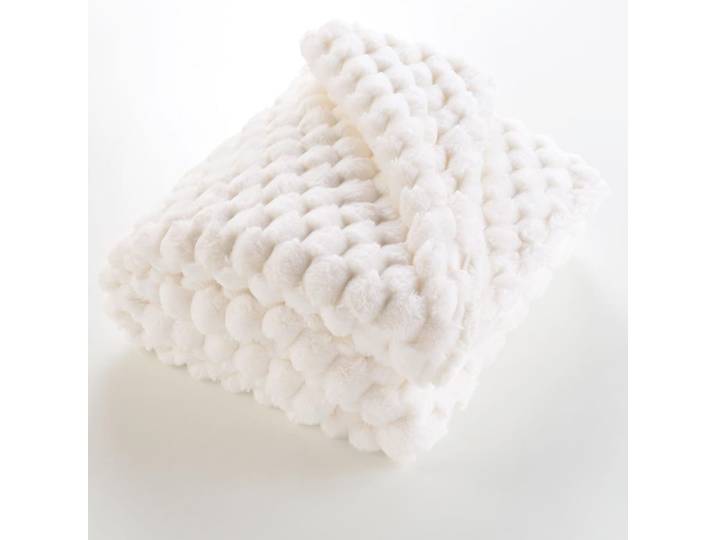 Plaid frosty imitation fourrure / sherpa naturel