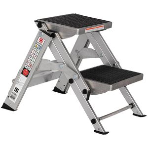 Euroline Klapptritt Nr. 333, 3330002, aus Aluminium, einseitig begehbare Klapptreppe, mit 2 Stufen