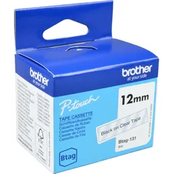 Originalband Brother Btag-131 12mm x 4m schwarz auf transparent nicht laminiert