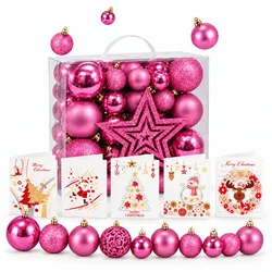 Weihnachtskugeln Pink 51 tlg. | 50 Kugeln plus Sternspitze | glänzend, matt, glitzernd | Ornament, Glitzernd | für Innen und Außen | ONBEST