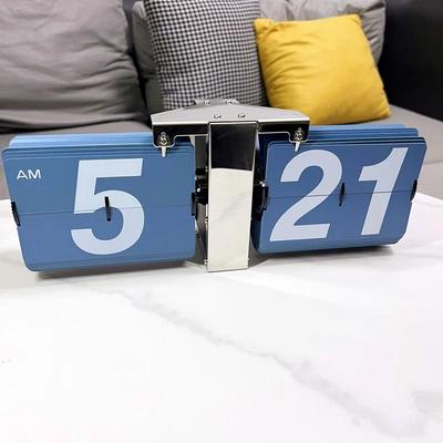 Uplift Picks Modern Retro Auto Flip Wall And Desk Clock With Large Digital Display blue Stainless