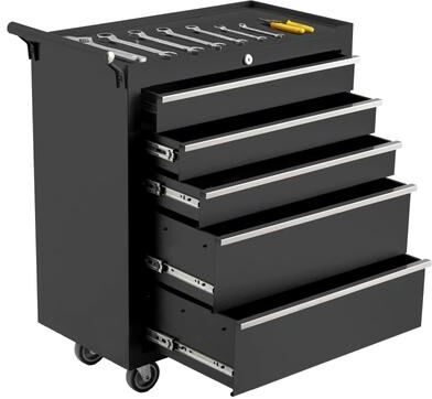Garvee 5-Drawer Portable Tool Storage Cart Rolling Tool Chest Cabinet for Garage and Workshop Use