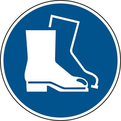 Gebotsschild, Fußschutz benutzen M008 - ASR A1.3 (DIN EN ISO 7010) - 20 mm Folie selbstklebend