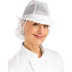 Trilby Hut mit Haarnetz weiß Größe M