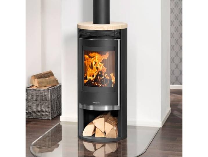 Oranier 5793 42 Rota 2.0 Kaminofen Stahl Schwarz mit Sandstein-Abdeckplatte/A+