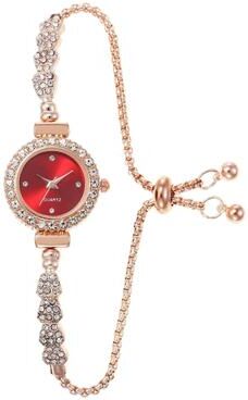 Uplift Essentials High End Diamond Bracelet Watch Elegant Easy Read Dial And Shiny Crystal Wristwatch For Women red