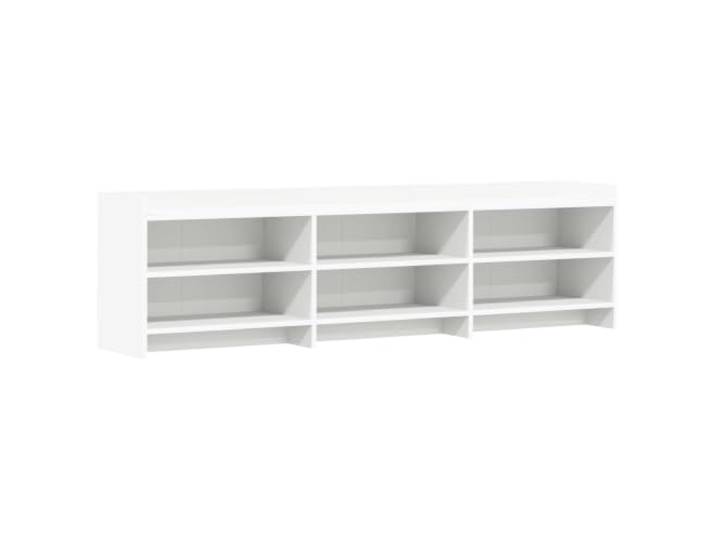 KGFHERENB TV Board 168x33x47 cm Lowboard Weiß mit 6 Offenen Fächern Flexibles Mediencenter für Wohnzimmer und Schlafzimmer mit 6 geräumigen Regalfächern für Kabel, Receiver und Zubehör.