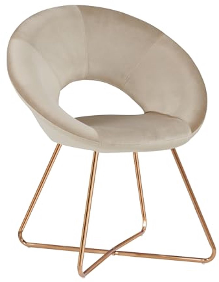 Eetkamerstoel Beklede Fauteuil voor Woonkamer - Luxe Design in Beige Fluweel