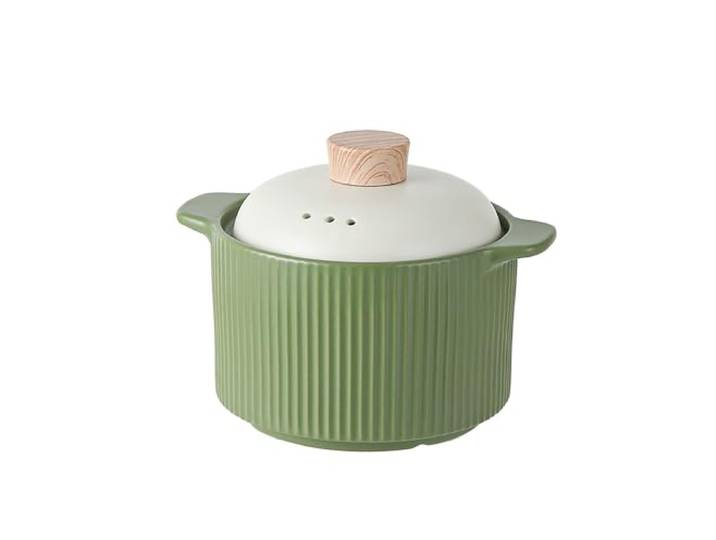 Tontopf, mit Deckel, Eintopf aus Porzellan, Suppentopf(Green,3.6L)