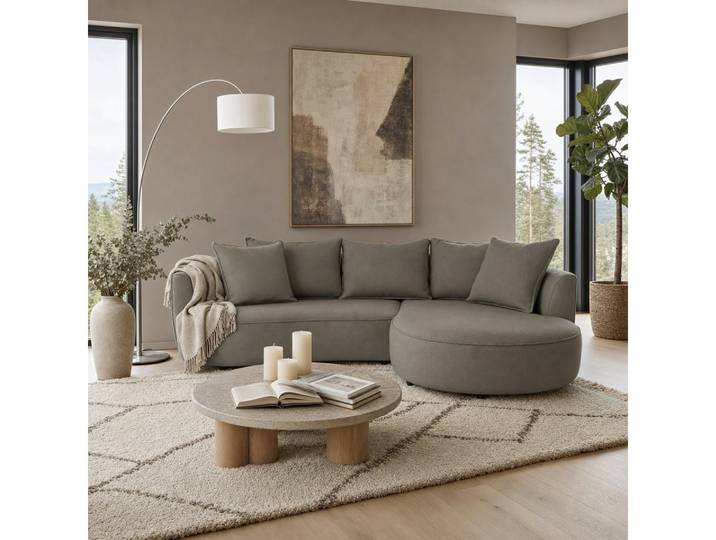 foamnova Ecksofa Mantua, Recamiere rechts/links, organische Form, 5 Kissen inklusive