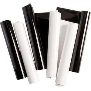 Cricut Bügelfolie 2004816 Everyday Iron-On Basic, Flexfolie, schwarz & weiß glänzend, 30,5 x 30,5 cm, 6 Stück