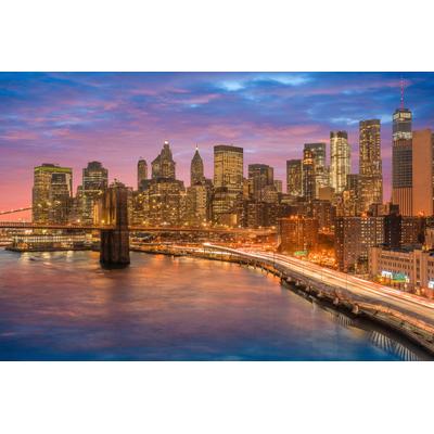 Fototapete PAPERMOON "Manhattan Sonnenuntergang", bunt, B:5m L:2,8m, Vlies, Tapeten
