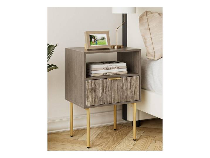 LuxusKollektion Nachttisch Nachttisch Schublade Ablage Boho Grau Schlafzimmer 1 Schublade Grau