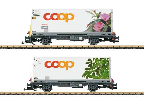 LGB L45885G Containerwagen-Set "coop" der RhB