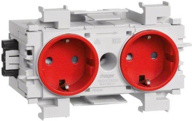 Tehalit Prise double rouge avec cadre frontal GS2001 vrt (GS20013020)